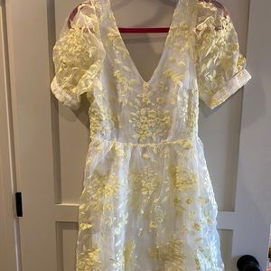 Be my date? White floral embroidered high low midi